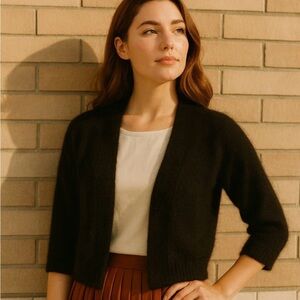 Calvin Klein 76% ANGORA 24% NYLON Black Women's Cardigan